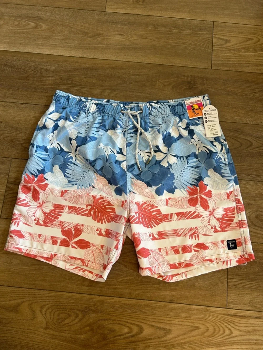 Men’s 4XL The Endless Summer Swim Trunks Patriotic Tropical Floral NWT Big Tall